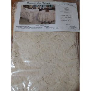 Vintage new in package 60x108 Nottingham lace cream table cloth